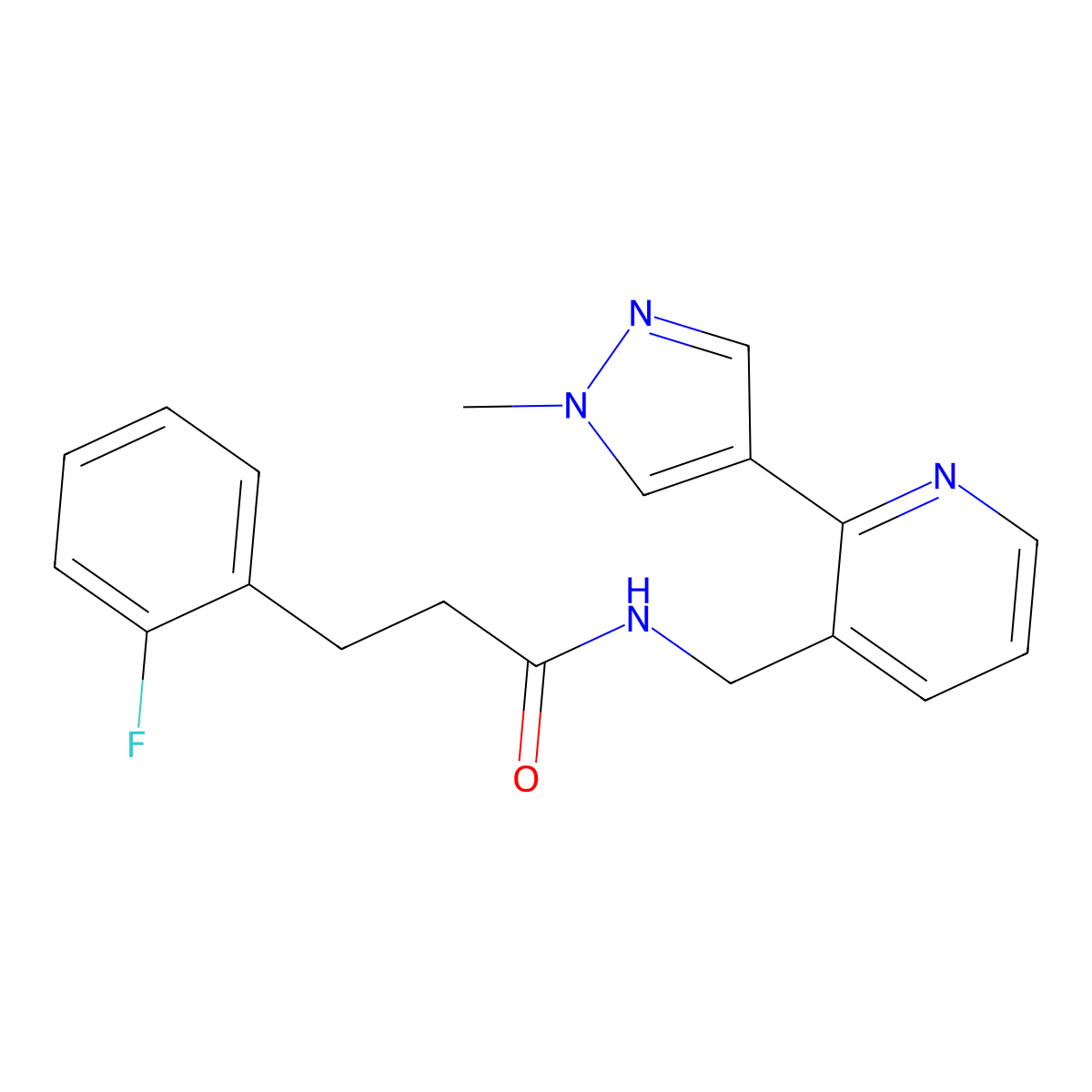3-(2-fluorophenyl)-N-{[2-(1-methyl-1H-pyrazol-4-yl)pyridin-3-yl]methyl}propanamide molecular structure, CAS 2034522-17-1