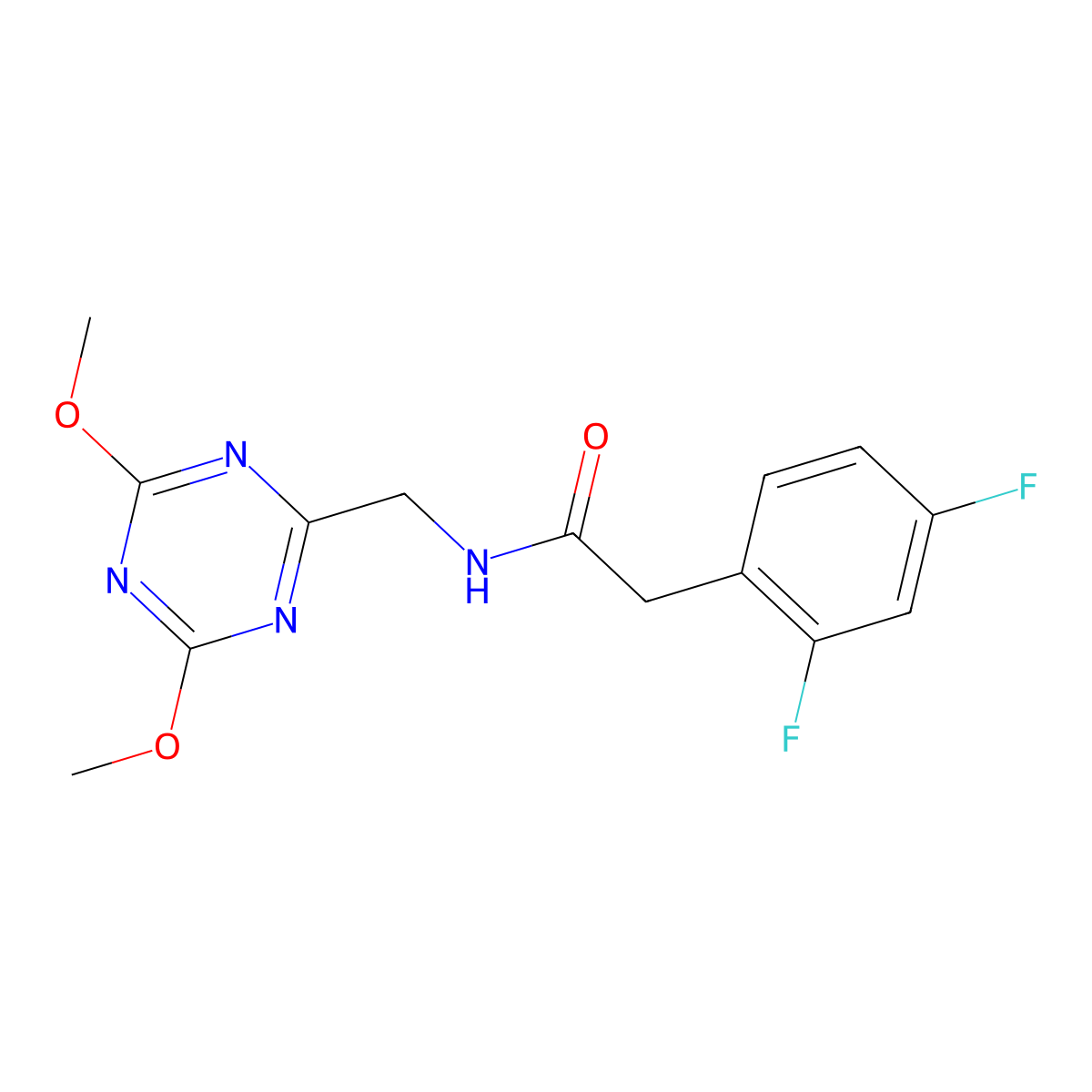 2-(2,4-difluorophenyl)-N-[(4,6-dimethoxy-1,3,5-triazin-2-yl)methyl]acetamide molecular structure, CAS 2034522-19-3