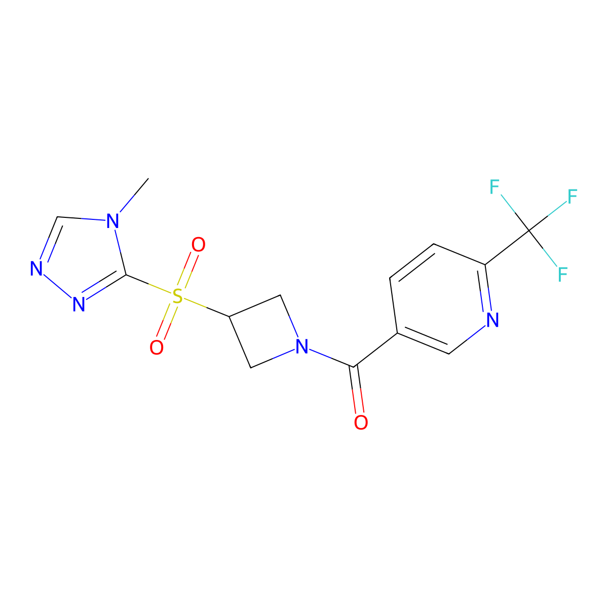 (3-((4-methyl-4H-1,2,4-triazol-3-yl)sulfonyl)azetidin-1-yl)(6-(trifluoromethyl)pyridin-3-yl)methanone molecular structure, CAS 2034522-22-8