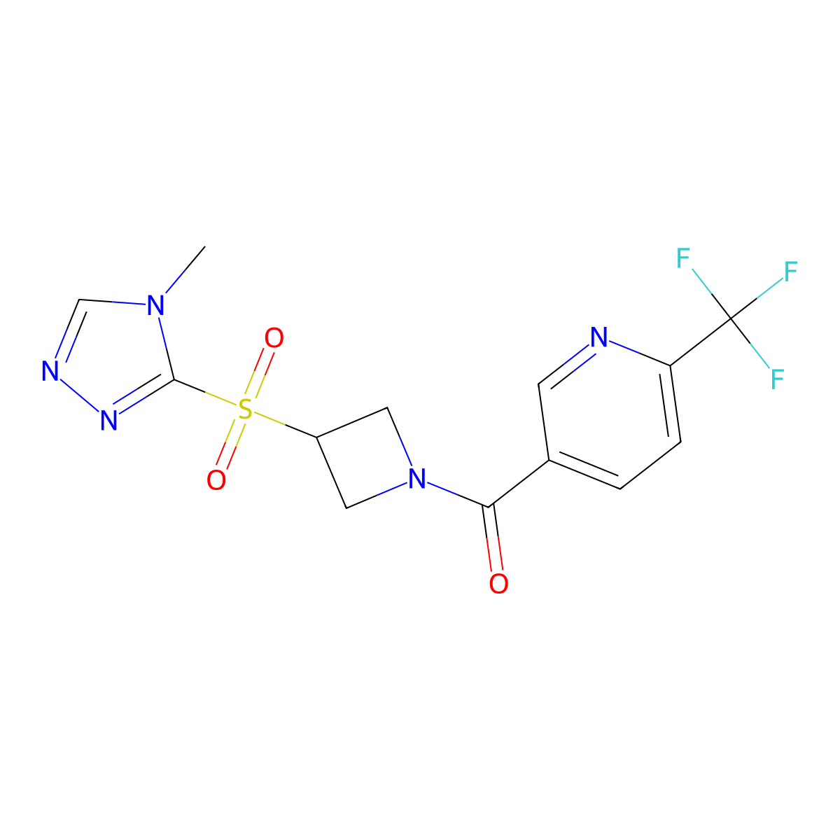 (3-((4-methyl-4H-1,2,4-triazol-3-yl)sulfonyl)azetidin-1-yl)(6-(trifluoromethyl)pyridin-3-yl)methanone molecular structure, CAS 2034522-22-8