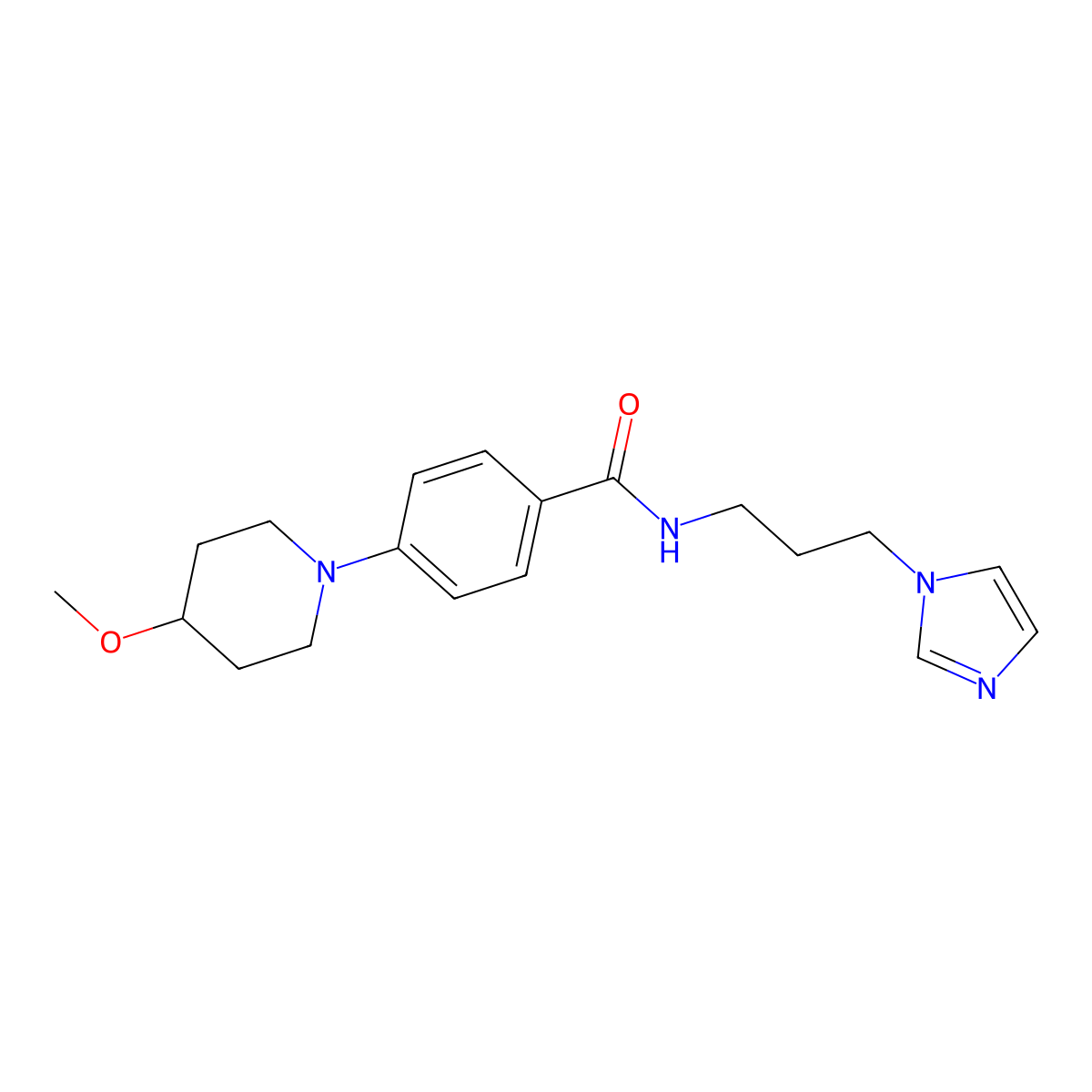 N-(3-(1H-imidazol-1-yl)propyl)-4-(4-methoxypiperidin-1-yl)benzamide molecular structure, CAS 2034522-27-3