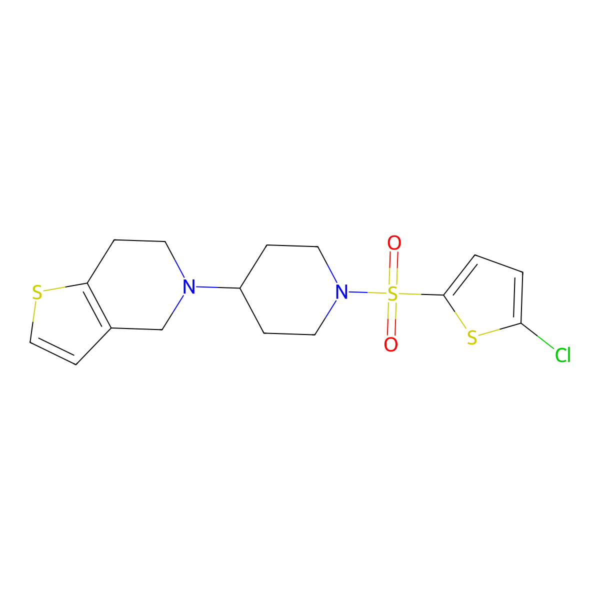 5-(1-((5-Chlorothiophen-2-yl)sulfonyl)piperidin-4-yl)-4,5,6,7-tetrahydrothieno[3,2-c]pyridine molecular structure, CAS 2034522-36-4