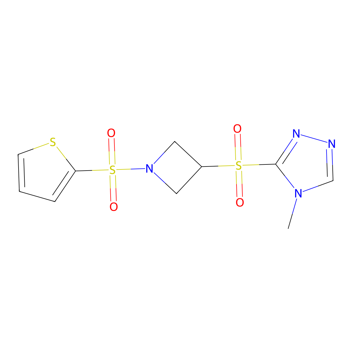 4-methyl-3-((1-(thiophen-2-ylsulfonyl)azetidin-3-yl)sulfonyl)-4H-1,2,4-triazole molecular structure, CAS 2034522-37-5