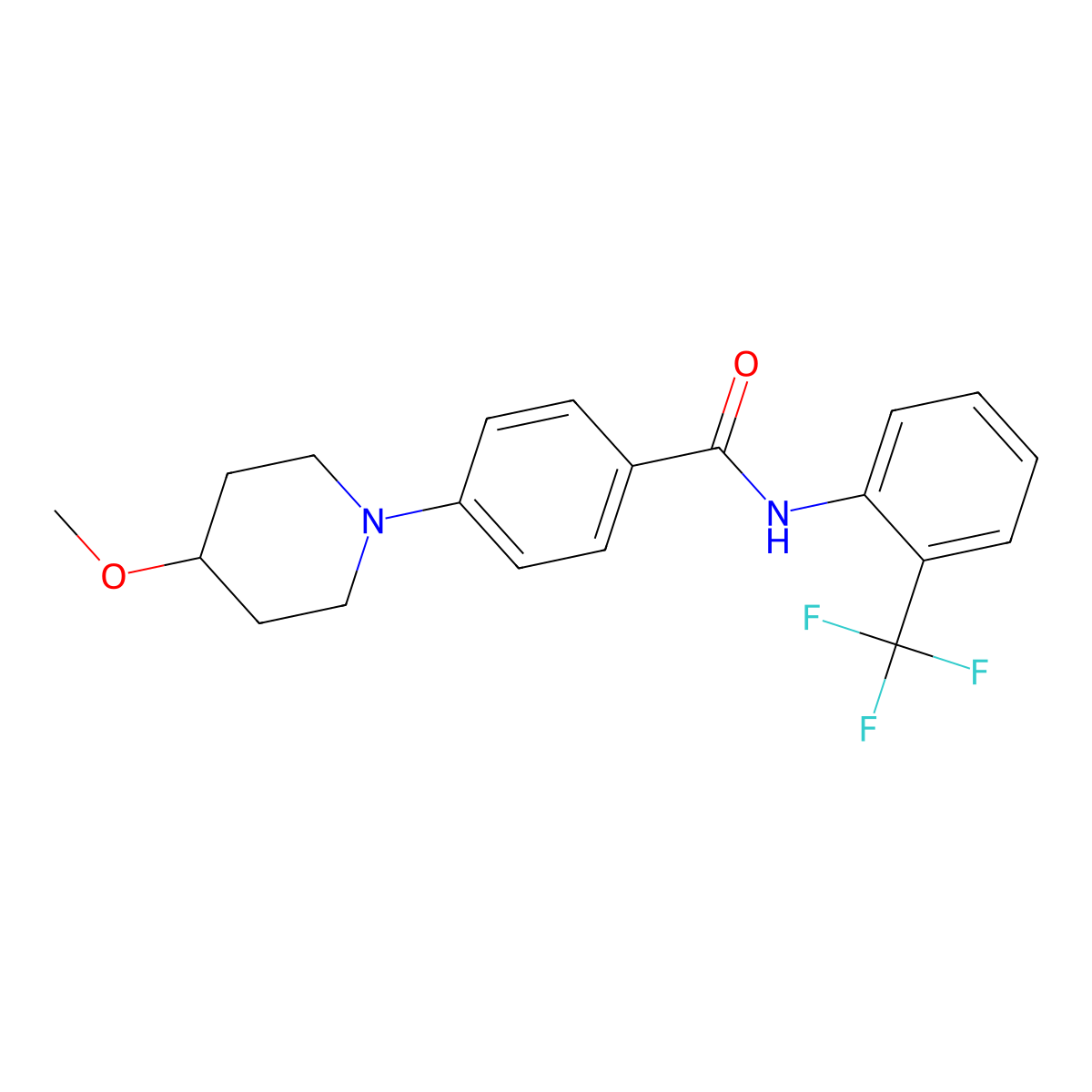 4-(4-methoxypiperidin-1-yl)-N-[2-(trifluoromethyl)phenyl]benzamide molecular structure, CAS 2034522-38-6