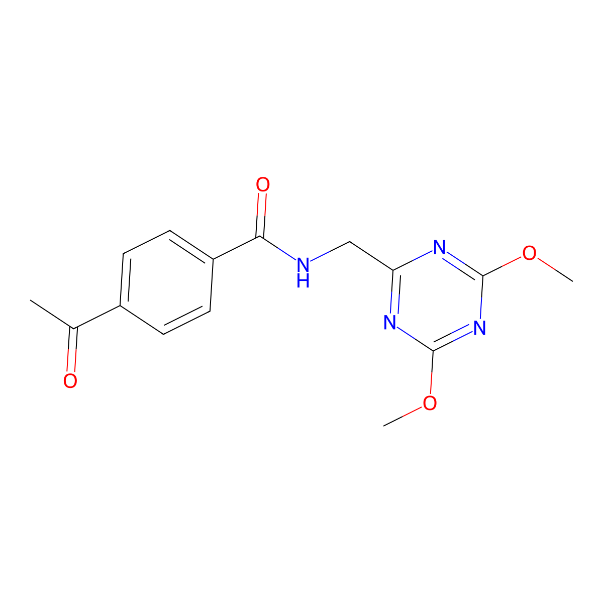 4-acetyl-N-[(4,6-dimethoxy-1,3,5-triazin-2-yl)methyl]benzamide molecular structure, CAS 2034522-39-7