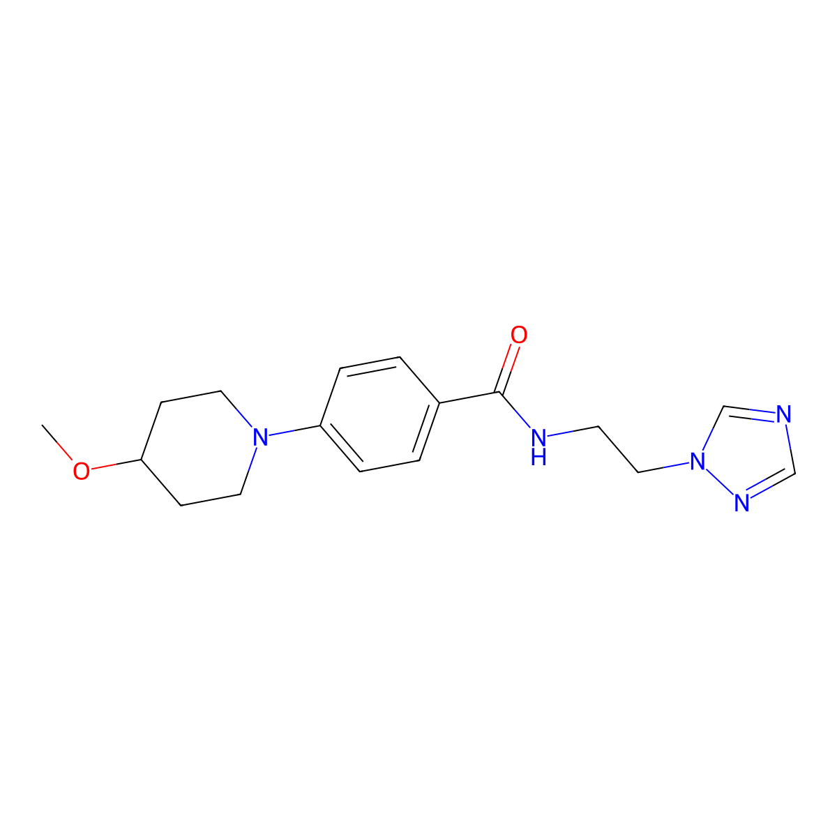 N-(2-(1H-1,2,4-triazol-1-yl)ethyl)-4-(4-methoxypiperidin-1-yl)benzamide molecular structure, CAS 2034522-42-2