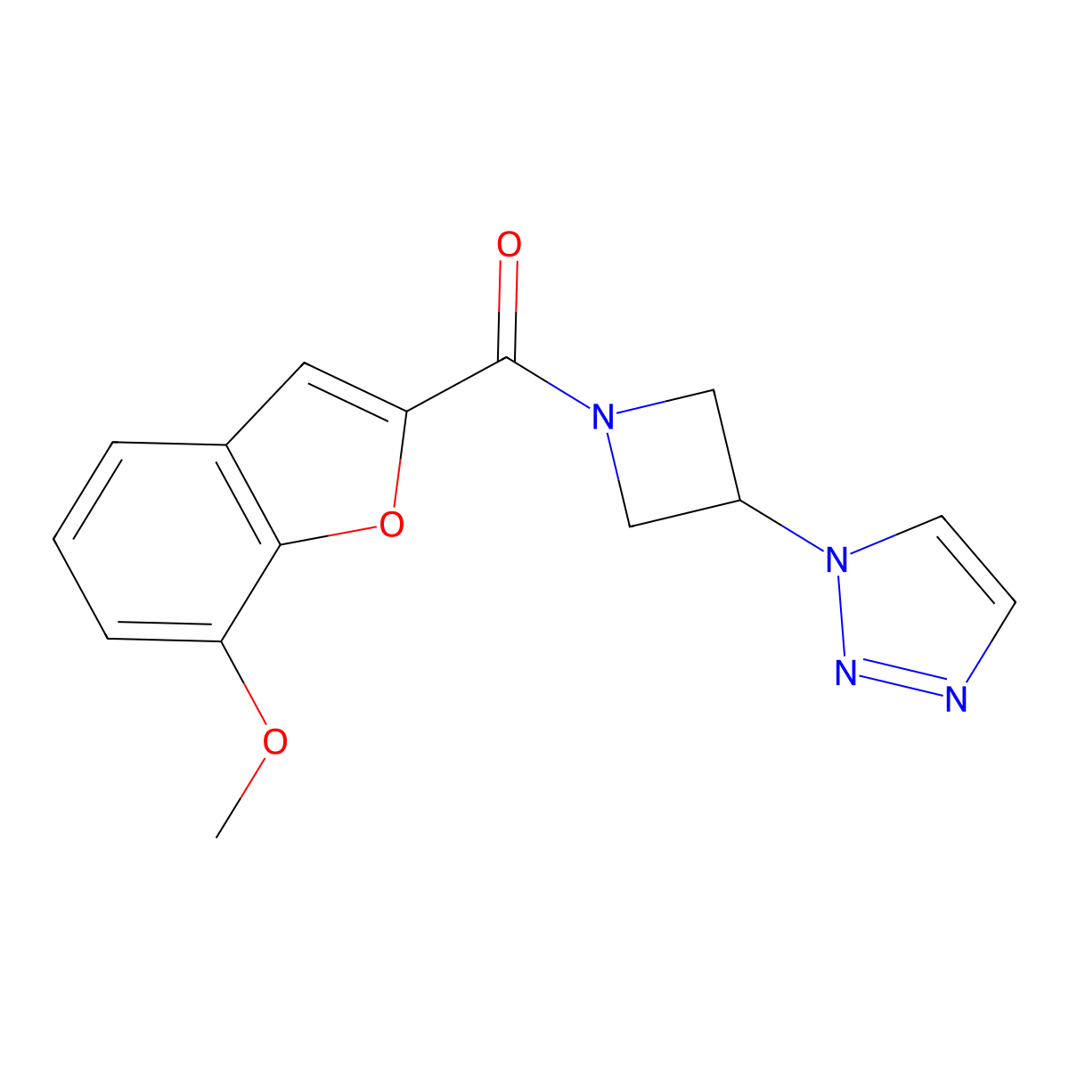 (3-(1H-1,2,3-triazol-1-yl)azetidin-1-yl)(7-methoxybenzofuran-2-yl)methanone molecular structure, CAS 2034522-47-7