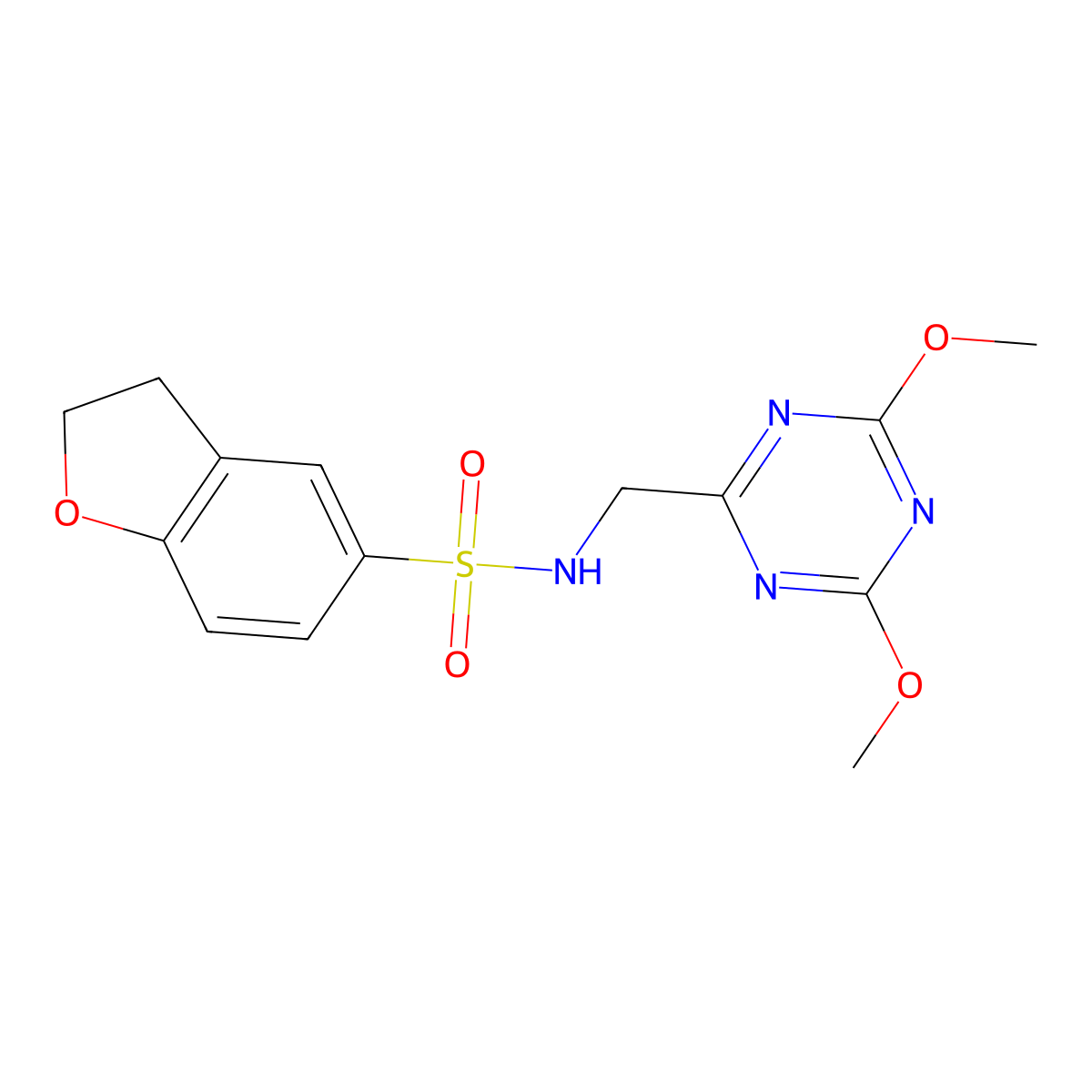 N-((4,6-dimethoxy-1,3,5-triazin-2-yl)methyl)-2,3-dihydrobenzofuran-5-sulfonamide molecular structure, CAS 2034522-58-0