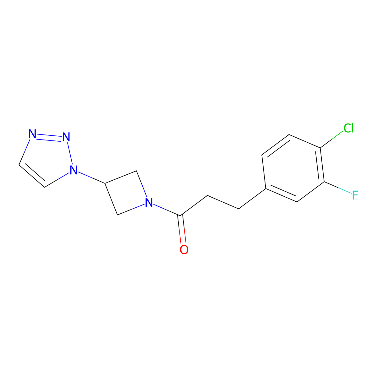 1-(3-(1H-1,2,3-triazol-1-yl)azetidin-1-yl)-3-(4-chloro-3-fluorophenyl)propan-1-one molecular structure, CAS 2034522-60-4