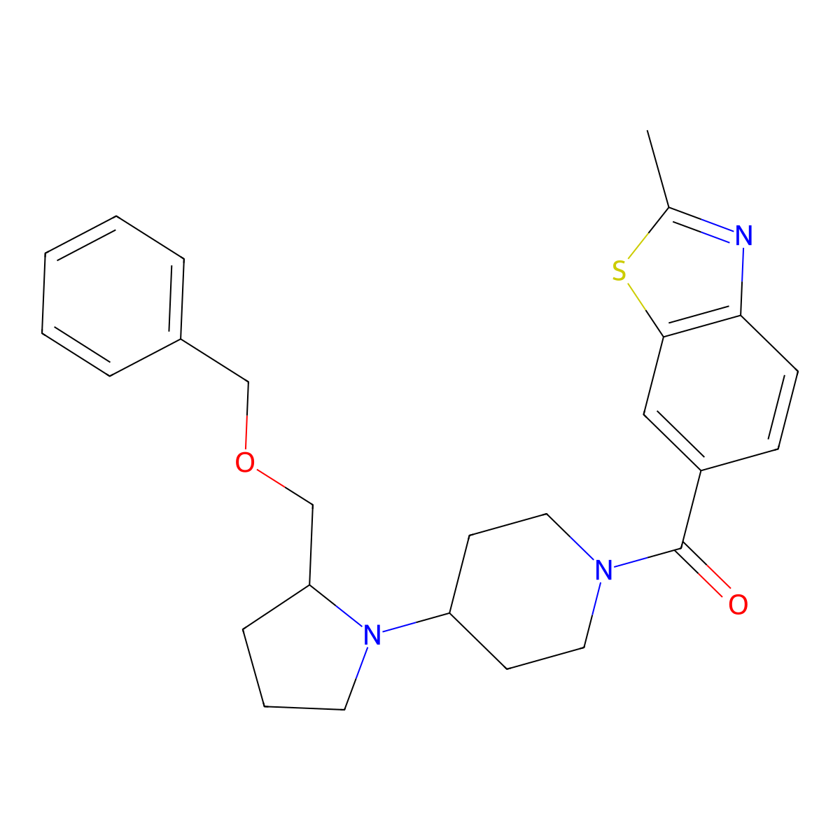 (4-(2-((Benzyloxy)methyl)pyrrolidin-1-yl)piperidin-1-yl)(2-methylbenzo[d]thiazol-6-yl)methanone molecular structure, CAS 2034522-65-9