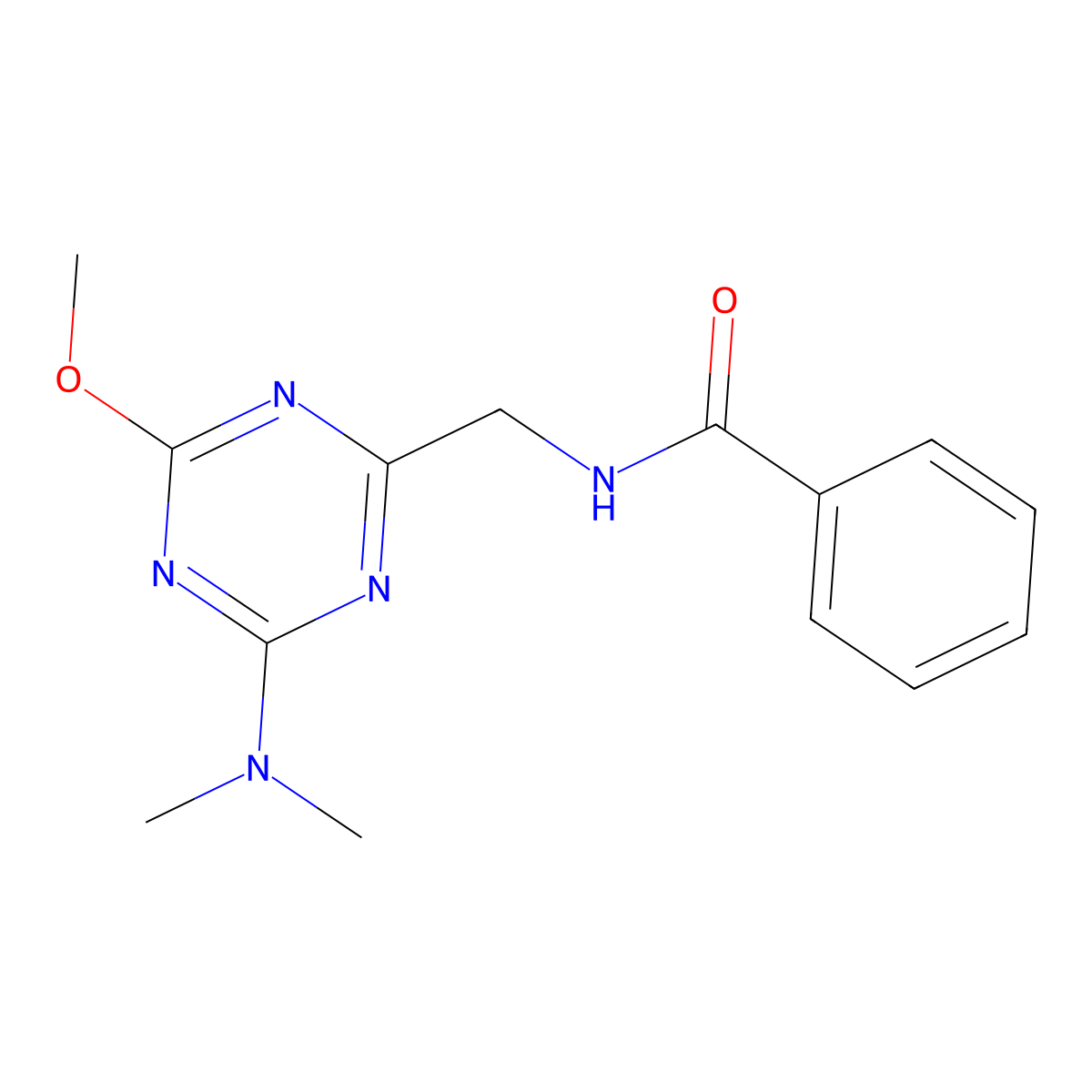 N-((4-(dimethylamino)-6-methoxy-1,3,5-triazin-2-yl)methyl)benzamide molecular structure, CAS 2034522-66-0