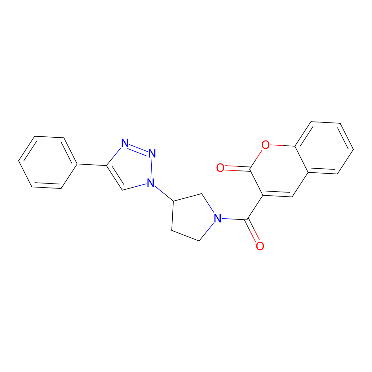 3-(3-(4-phenyl-1H-1,2,3-triazol-1-yl)pyrrolidine-1-carbonyl)-2H-chromen-2-one molecular structure, CAS 2034522-67-1