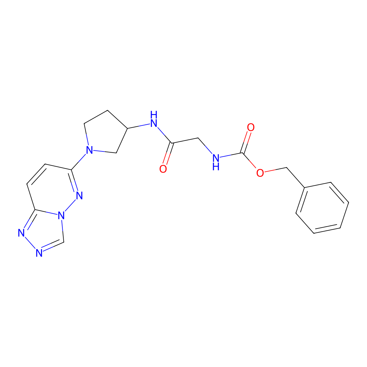 Benzyl (2-((1-([1,2,4]triazolo[4,3-b]pyridazin-6-yl)pyrrolidin-3-yl)amino)-2-oxoethyl)carbamate molecular structure, CAS 2034522-68-2