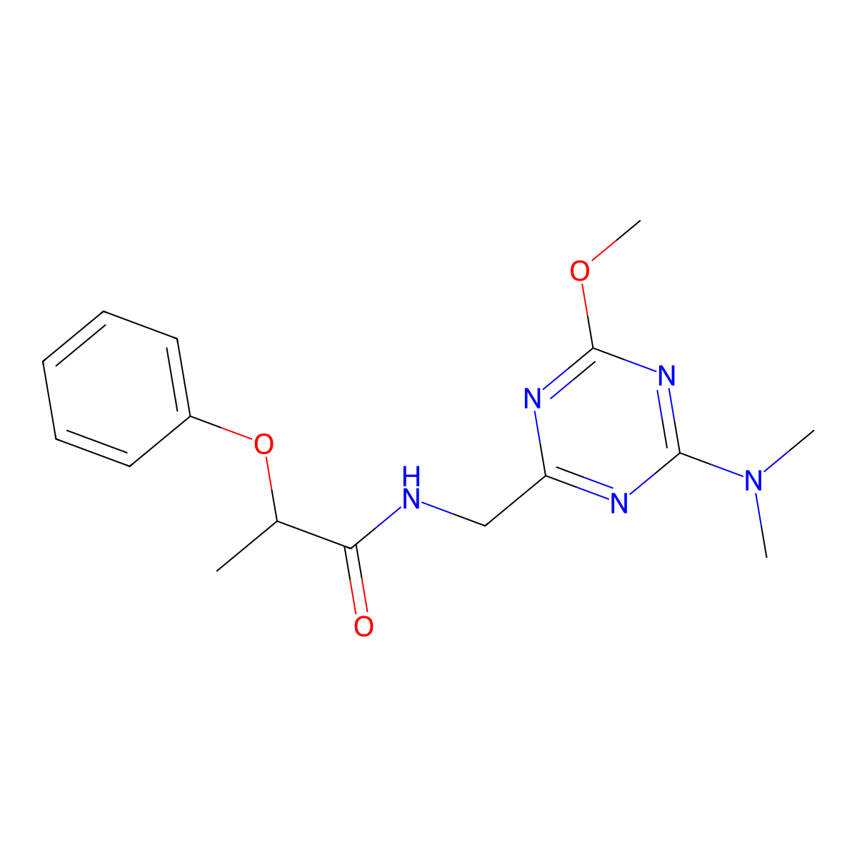 N-((4-(dimethylamino)-6-methoxy-1,3,5-triazin-2-yl)methyl)-2-phenoxypropanamide molecular structure, CAS 2034522-70-6