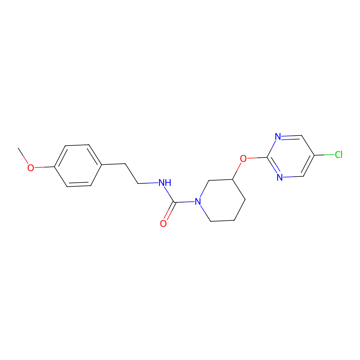3-((5-chloropyrimidin-2-yl)oxy)-N-(4-methoxyphenethyl)piperidine-1-carboxamide molecular structure, CAS 2034522-71-7