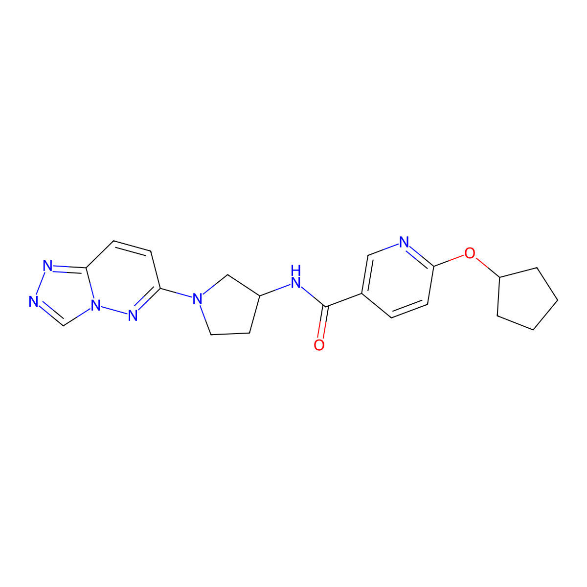 N-(1-([1,2,4]triazolo[4,3-b]pyridazin-6-yl)pyrrolidin-3-yl)-6-(cyclopentyloxy)nicotinamide molecular structure, CAS 2034522-76-2