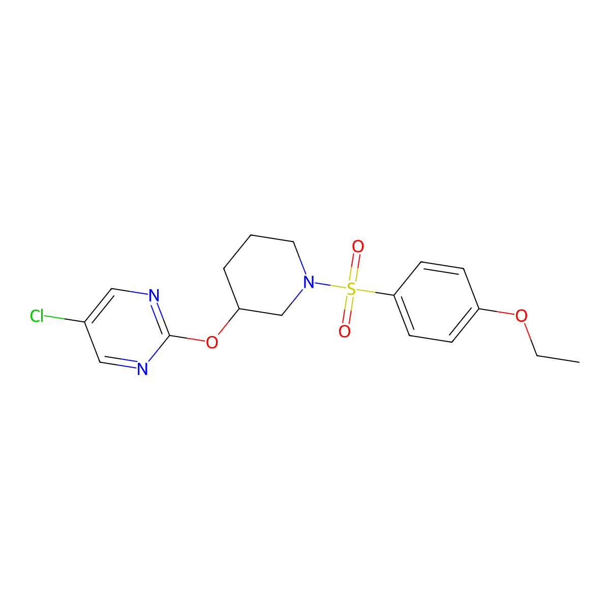 5-Chloro-2-((1-((4-ethoxyphenyl)sulfonyl)piperidin-3-yl)oxy)pyrimidine molecular structure, CAS 2034522-77-3