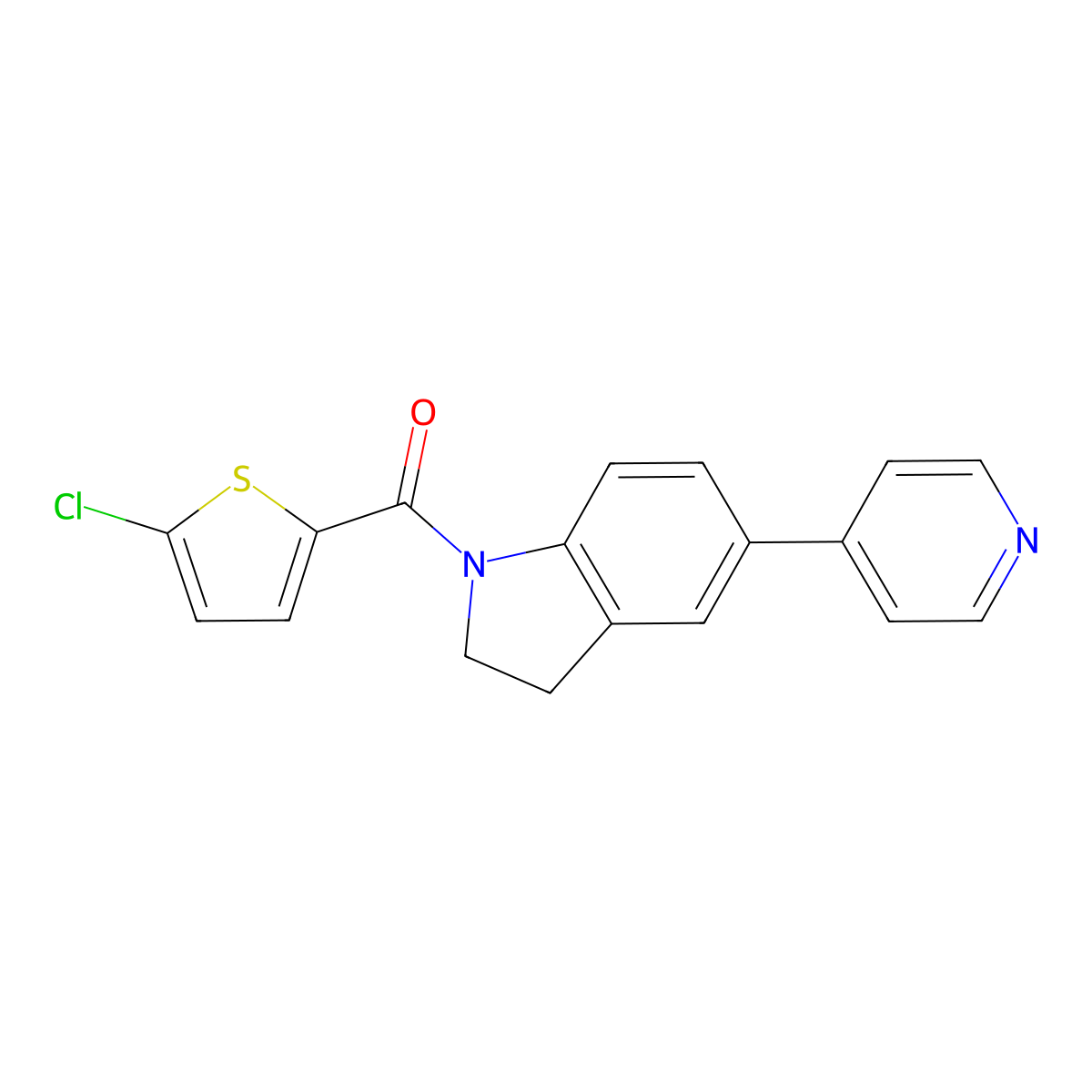 (5-Chlorothiophen-2-yl)(5-(pyridin-4-yl)indolin-1-yl)methanone molecular structure, CAS 2034523-01-6