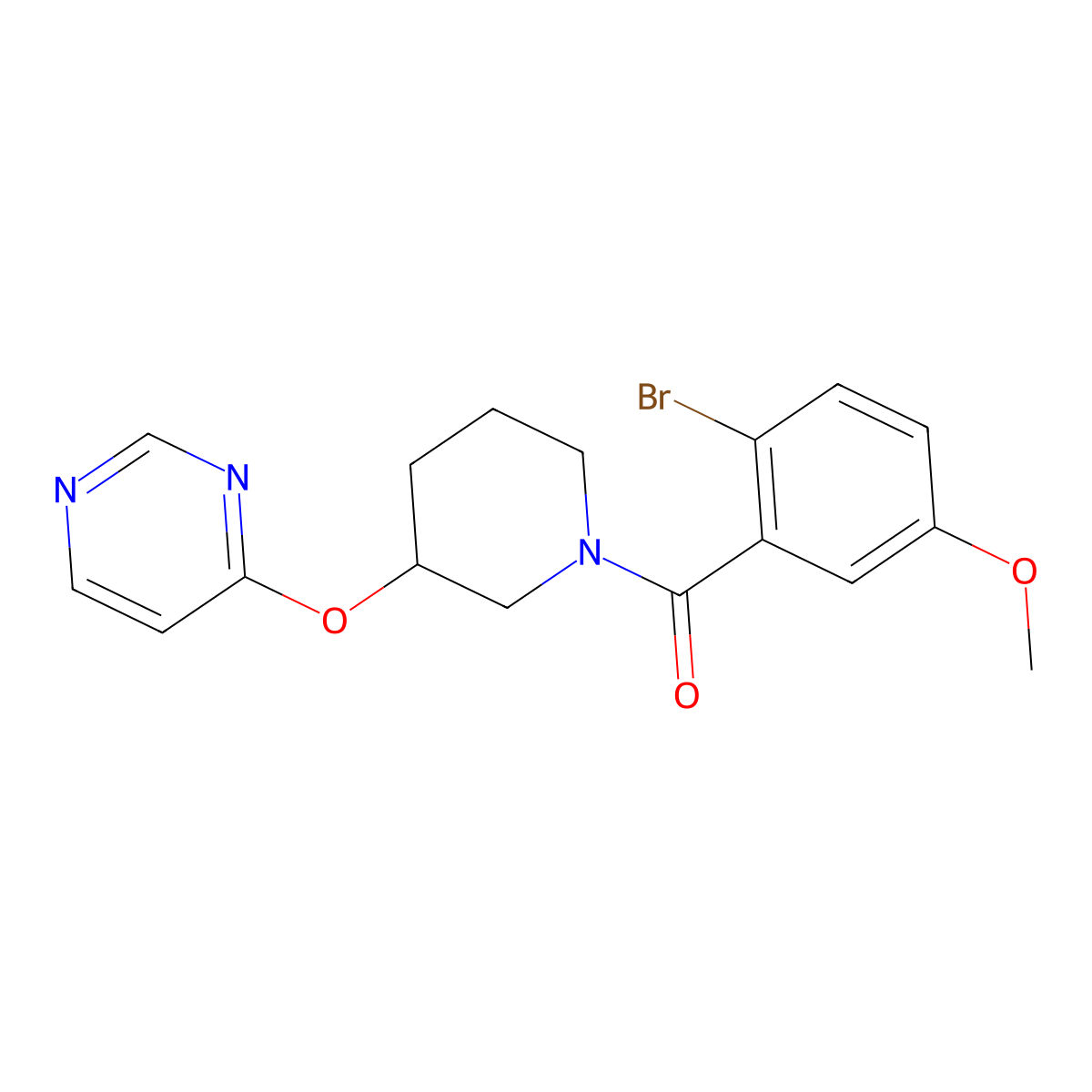 (2-Bromo-5-methoxyphenyl)(3-(pyrimidin-4-yloxy)piperidin-1-yl)methanone molecular structure, CAS 2034523-02-7