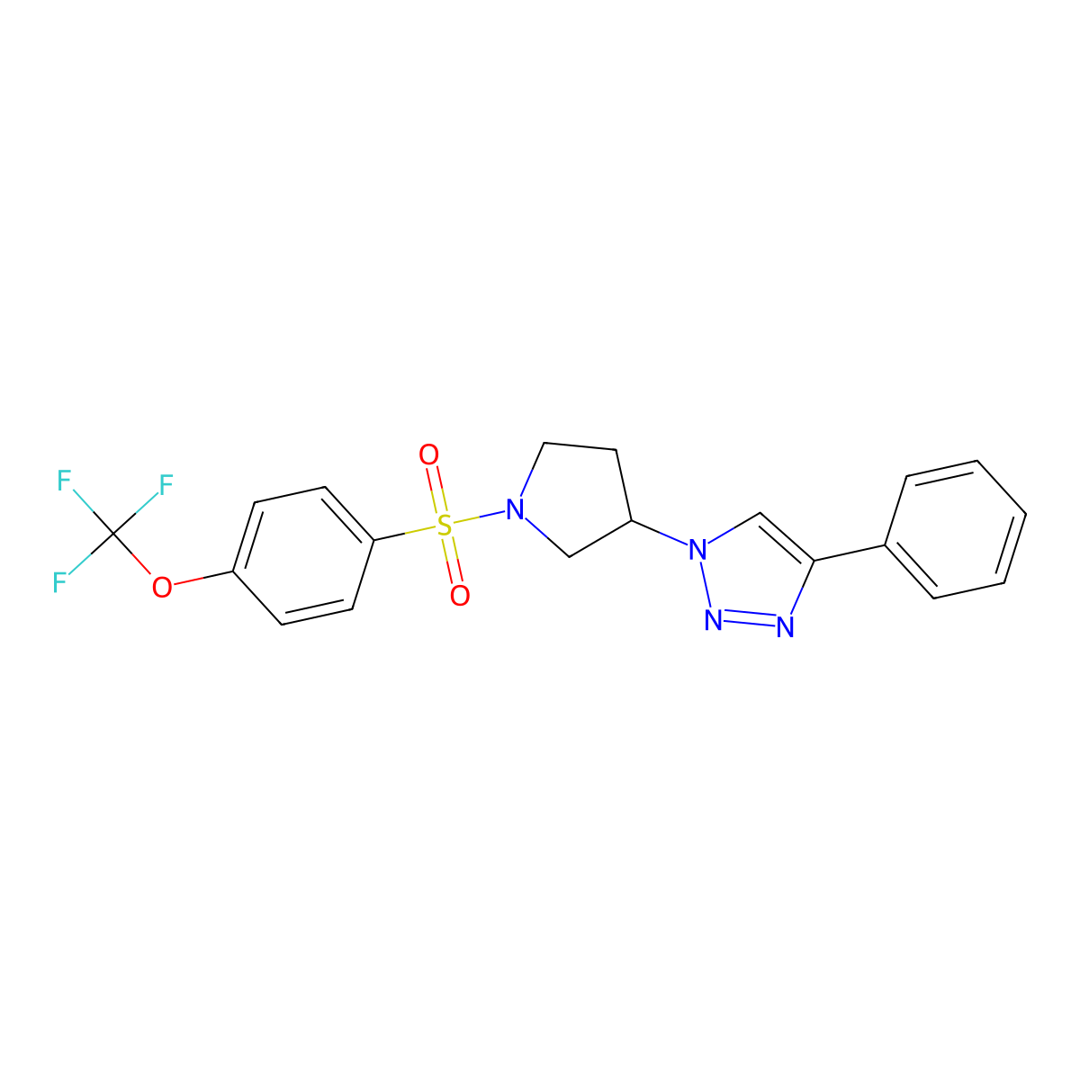 4-phenyl-1-(1-((4-(trifluoromethoxy)phenyl)sulfonyl)pyrrolidin-3-yl)-1H-1,2,3-triazole molecular structure, CAS 2034523-04-9