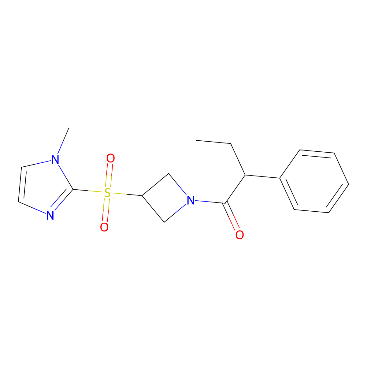1-(3-((1-methyl-1H-imidazol-2-yl)sulfonyl)azetidin-1-yl)-2-phenylbutan-1-one molecular structure, CAS 2034523-07-2