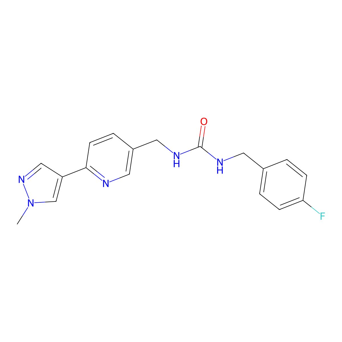 1-(4-fluorobenzyl)-3-((6-(1-methyl-1H-pyrazol-4-yl)pyridin-3-yl)methyl)urea molecular structure, CAS 2034523-11-8