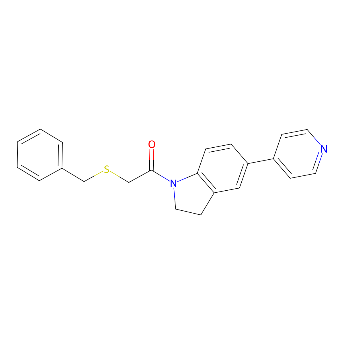 2-(Benzylthio)-1-(5-(pyridin-4-yl)indolin-1-yl)ethanone molecular structure, CAS 2034523-13-0
