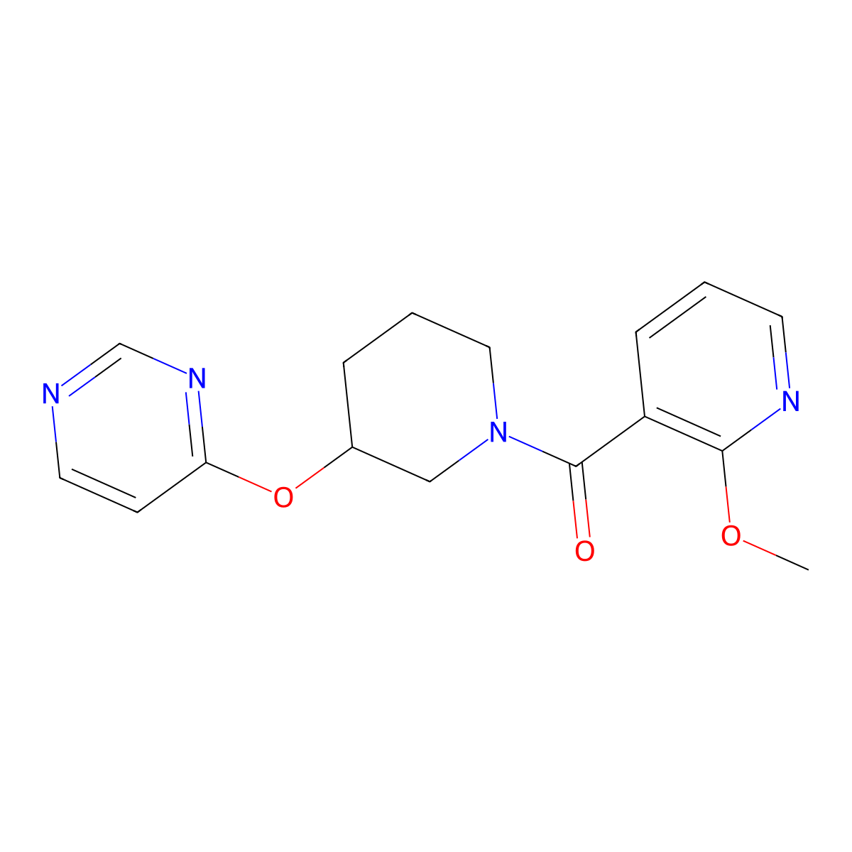 (2-Methoxypyridin-3-yl)(3-(pyrimidin-4-yloxy)piperidin-1-yl)methanone molecular structure, CAS 2034523-14-1