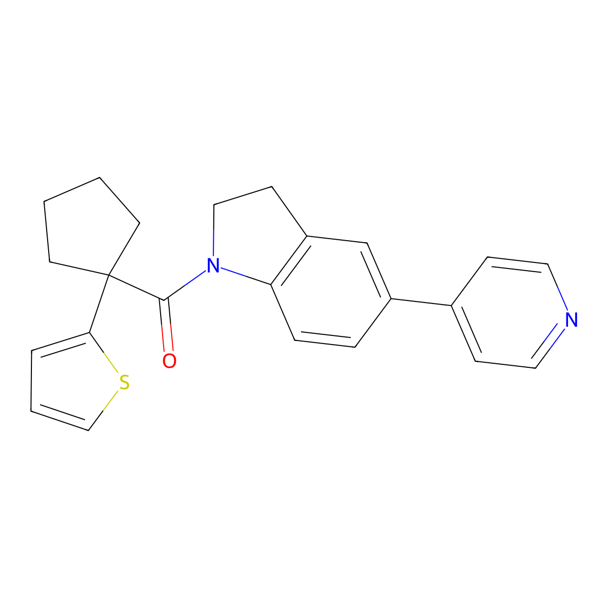 (5-(Pyridin-4-yl)indolin-1-yl)(1-(thiophen-2-yl)cyclopentyl)methanone molecular structure, CAS 2034523-19-6