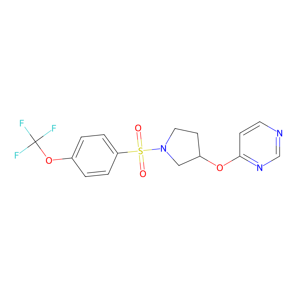 4-((1-((4-(Trifluoromethoxy)phenyl)sulfonyl)pyrrolidin-3-yl)oxy)pyrimidine molecular structure, CAS 2034523-20-9