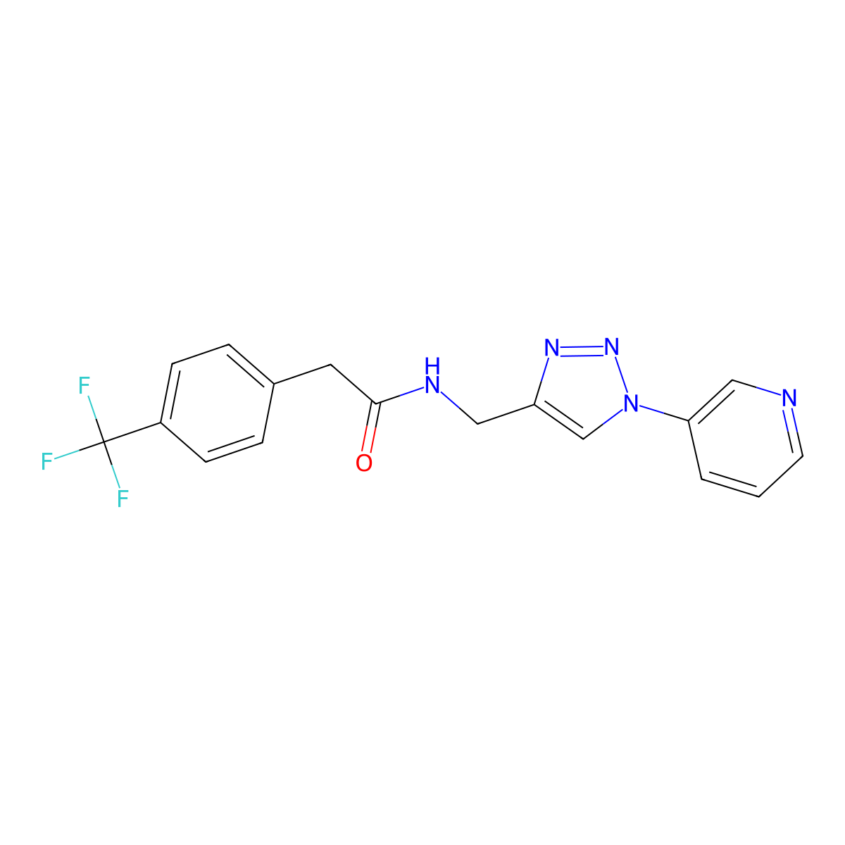 N-{[1-(pyridin-3-yl)-1H-1,2,3-triazol-4-yl]methyl}-2-[4-(trifluoromethyl)phenyl]acetamide molecular structure, CAS 2034523-22-1