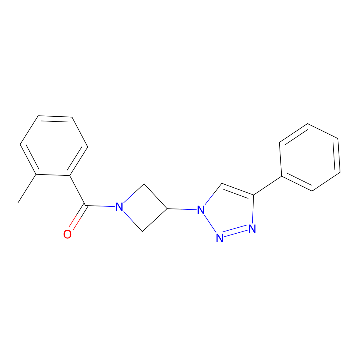 (3-(4-phenyl-1H-1,2,3-triazol-1-yl)azetidin-1-yl)(o-tolyl)methanone molecular structure, CAS 2034523-23-2