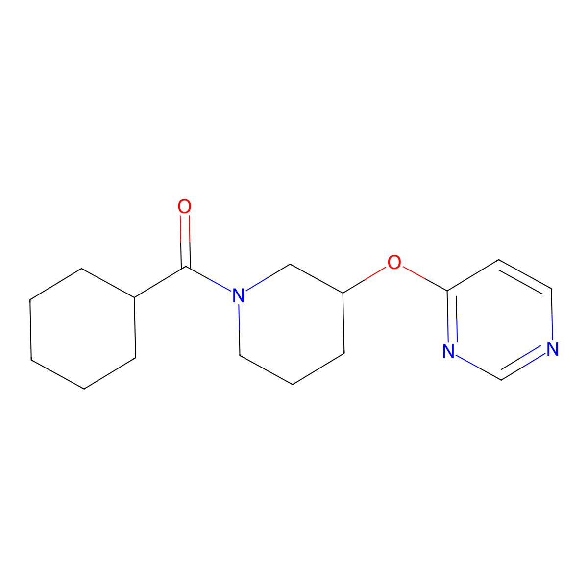 Cyclohexyl(3-(pyrimidin-4-yloxy)piperidin-1-yl)methanone molecular structure, CAS 2034523-26-5