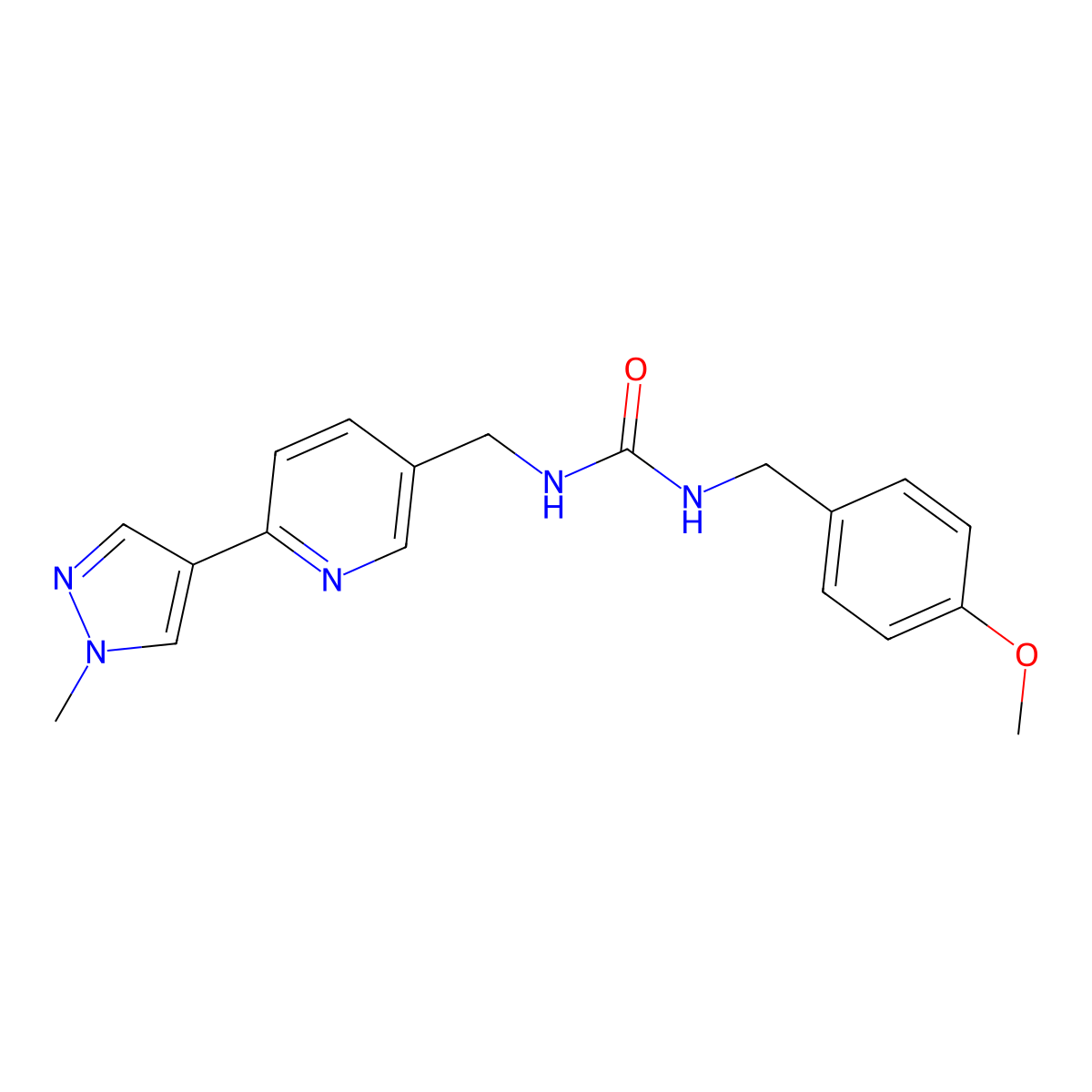 1-(4-methoxybenzyl)-3-((6-(1-methyl-1H-pyrazol-4-yl)pyridin-3-yl)methyl)urea molecular structure, CAS 2034523-31-2