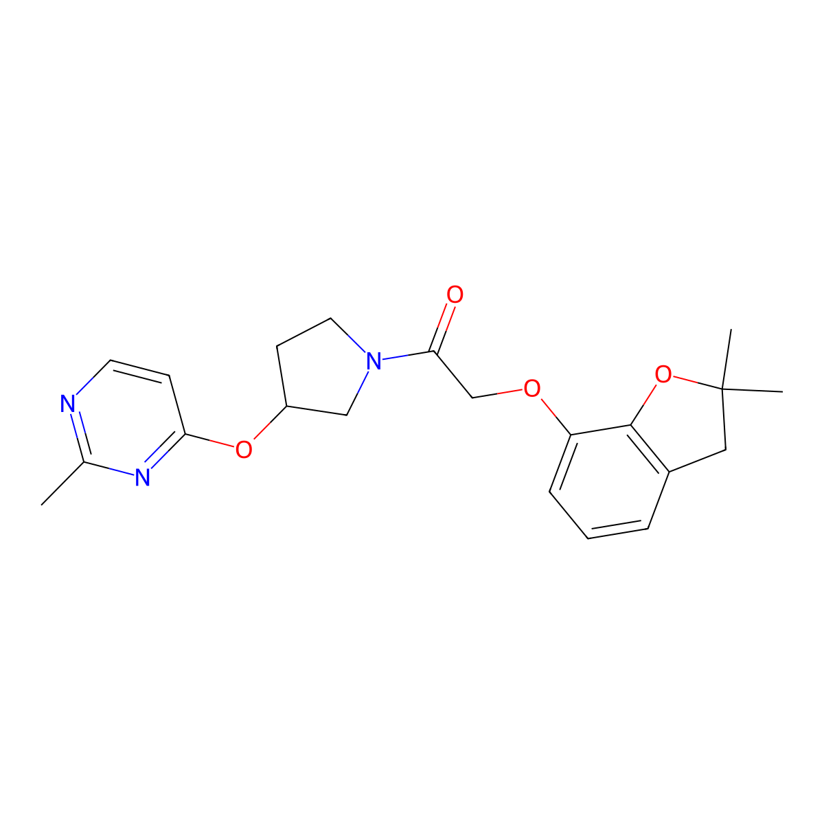 2-[(2,2-Dimethyl-2,3-dihydro-1-benzofuran-7-yl)oxy]-1-{3-[(2-methylpyrimidin-4-yl)oxy]pyrrolidin-1-yl}ethan-1-one molecular structure, CAS 2034523-33-4