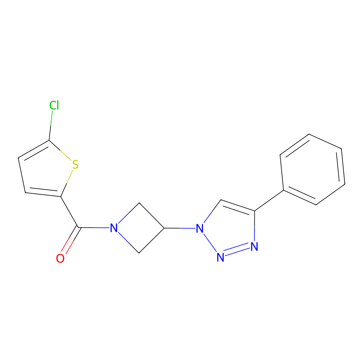 (5-chlorothiophen-2-yl)(3-(4-phenyl-1H-1,2,3-triazol-1-yl)azetidin-1-yl)methanone molecular structure, CAS 2034523-34-5
