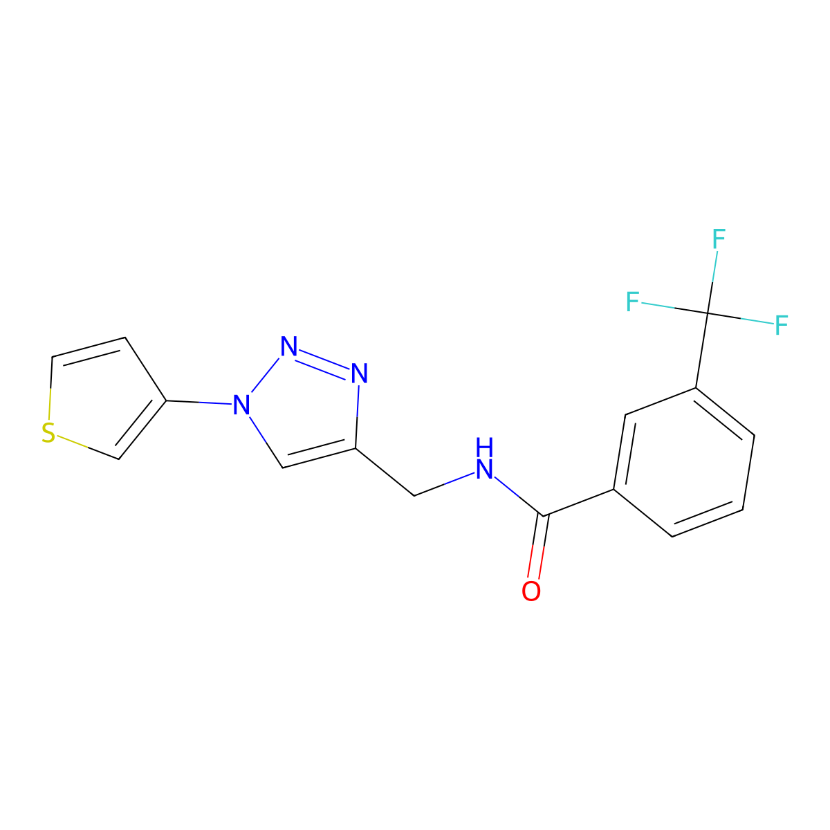 N-((1-(thiophen-3-yl)-1H-1,2,3-triazol-4-yl)methyl)-3-(trifluoromethyl)benzamide molecular structure, CAS 2034523-37-8