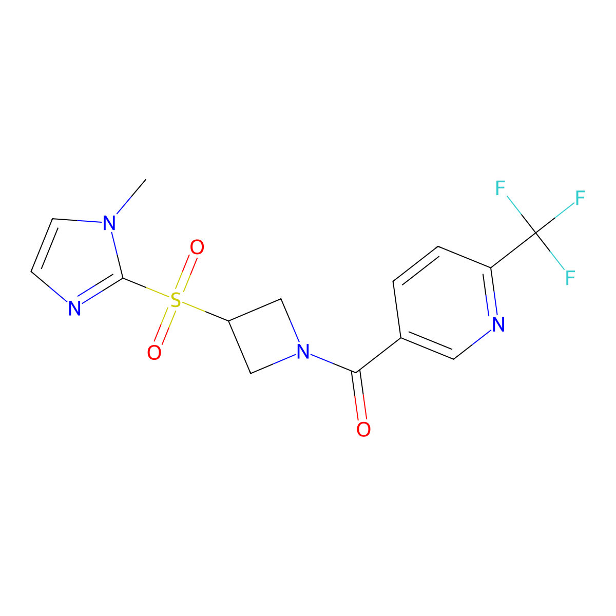 (3-((1-methyl-1H-imidazol-2-yl)sulfonyl)azetidin-1-yl)(6-(trifluoromethyl)pyridin-3-yl)methanone molecular structure, CAS 2034523-40-3