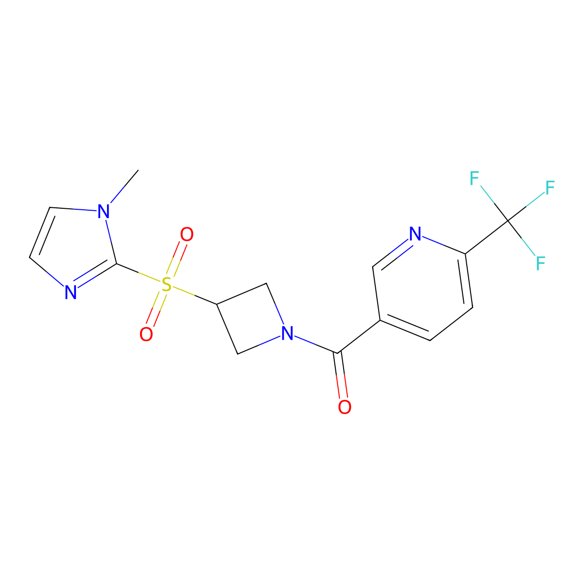 (3-((1-methyl-1H-imidazol-2-yl)sulfonyl)azetidin-1-yl)(6-(trifluoromethyl)pyridin-3-yl)methanone molecular structure, CAS 2034523-40-3