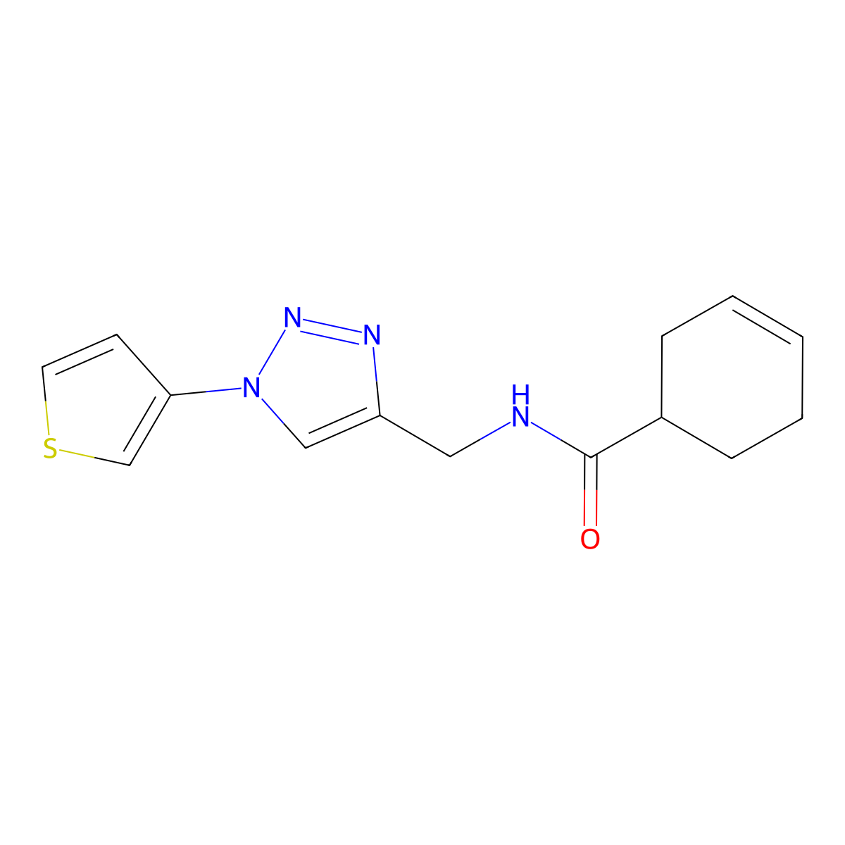 N-((1-(thiophen-3-yl)-1H-1,2,3-triazol-4-yl)methyl)cyclohex-3-enecarboxamide molecular structure, CAS 2034523-44-7