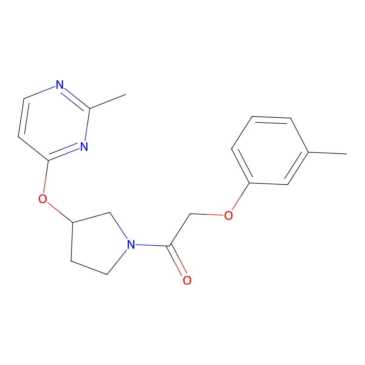 1-(3-((2-Methylpyrimidin-4-yl)oxy)pyrrolidin-1-yl)-2-(m-tolyloxy)ethanone molecular structure, CAS 2034523-45-8