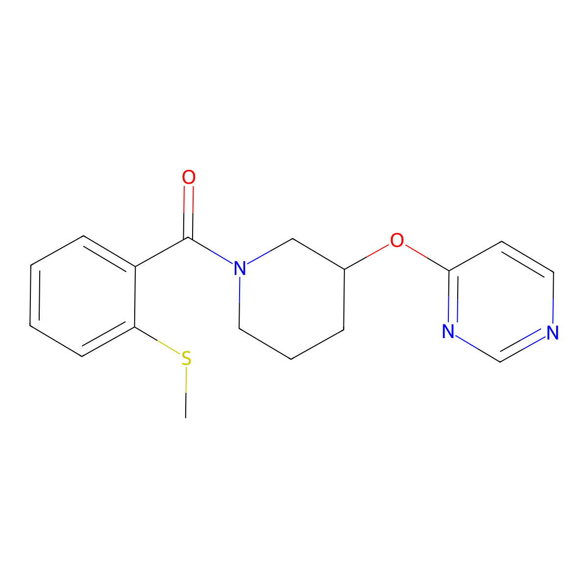(2-(Methylthio)phenyl)(3-(pyrimidin-4-yloxy)piperidin-1-yl)methanone molecular structure, CAS 2034523-46-9