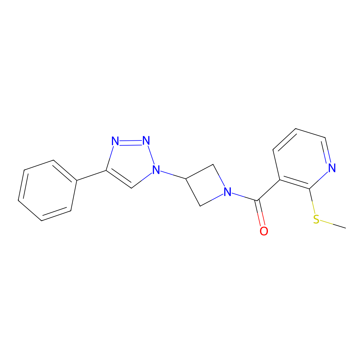 (2-(methylthio)pyridin-3-yl)(3-(4-phenyl-1H-1,2,3-triazol-1-yl)azetidin-1-yl)methanone molecular structure, CAS 2034523-47-0