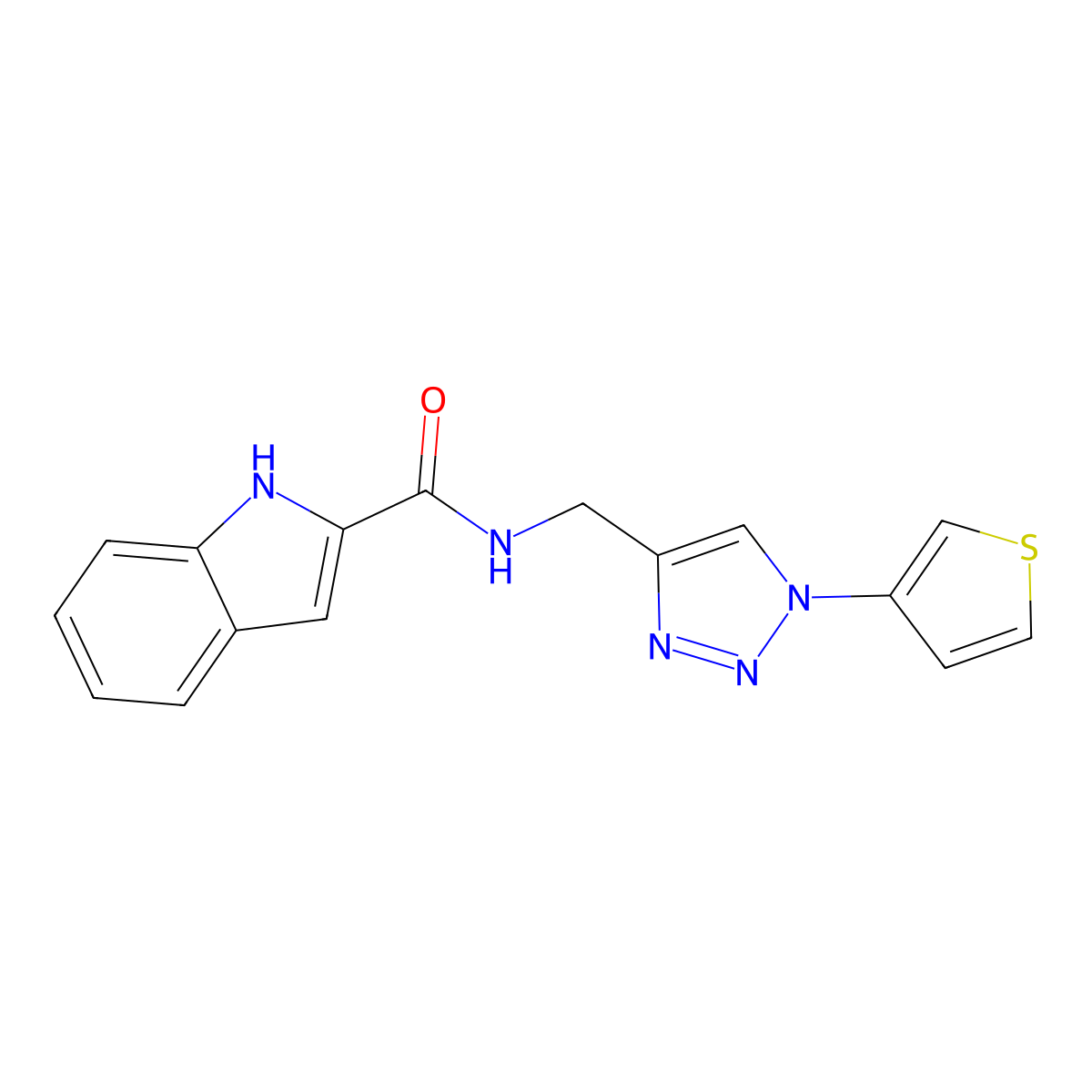 N-{[1-(thiophen-3-yl)-1H-1,2,3-triazol-4-yl]methyl}-1H-indole-2-carboxamide molecular structure, CAS 2034523-50-5