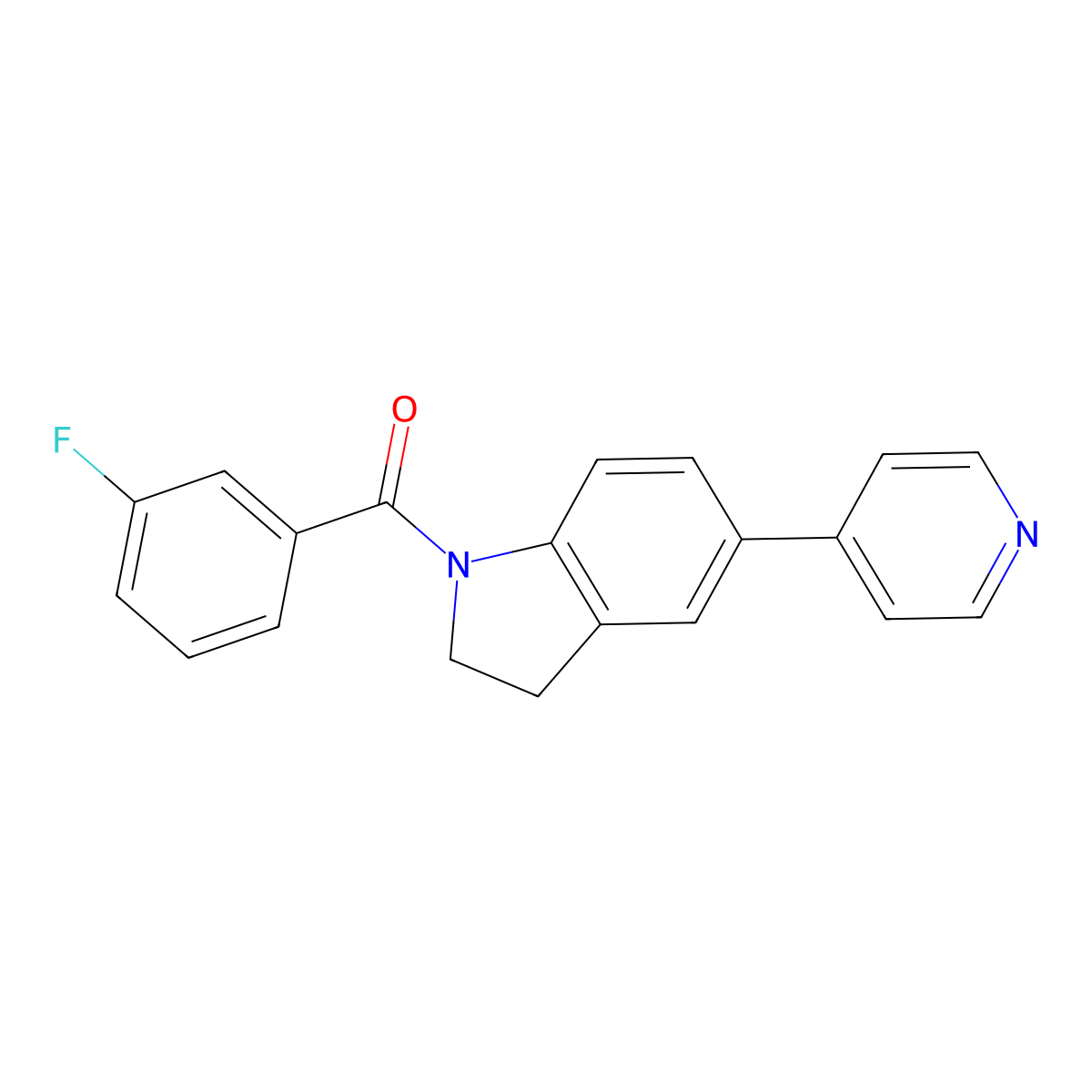 (3-Fluorophenyl)(5-(pyridin-4-yl)indolin-1-yl)methanone molecular structure, CAS 2034523-51-6