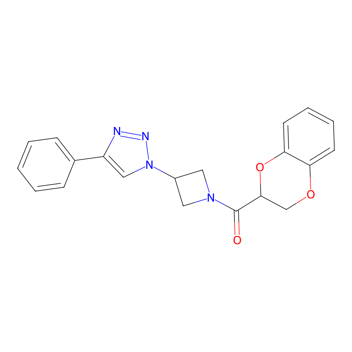 (2,3-dihydrobenzo[b][1,4]dioxin-2-yl)(3-(4-phenyl-1H-1,2,3-triazol-1-yl)azetidin-1-yl)methanone molecular structure, CAS 2034523-54-9