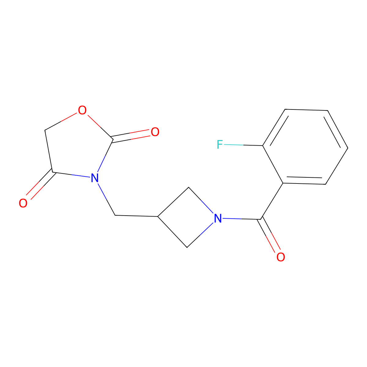 3-((1-(2-Fluorobenzoyl)azetidin-3-yl)methyl)oxazolidine-2,4-dione molecular structure, CAS 2034523-56-1
