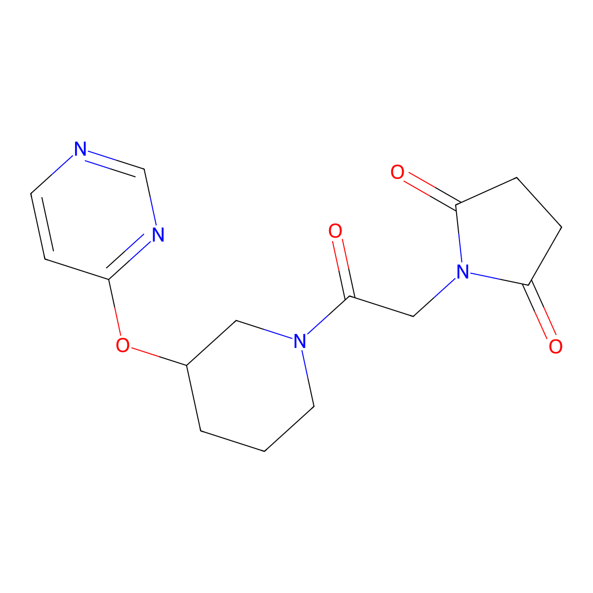 1-{2-Oxo-2-[3-(pyrimidin-4-yloxy)piperidin-1-yl]ethyl}pyrrolidine-2,5-dione molecular structure, CAS 2034523-60-7