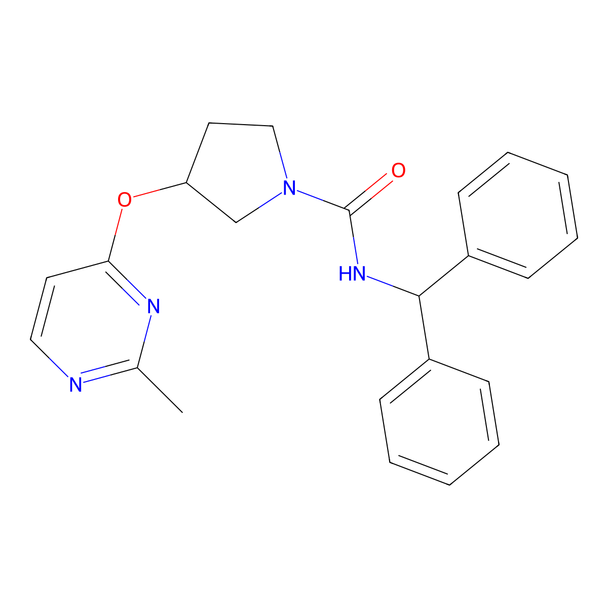 N-(diphenylmethyl)-3-[(2-methylpyrimidin-4-yl)oxy]pyrrolidine-1-carboxamide molecular structure, CAS 2034523-69-6