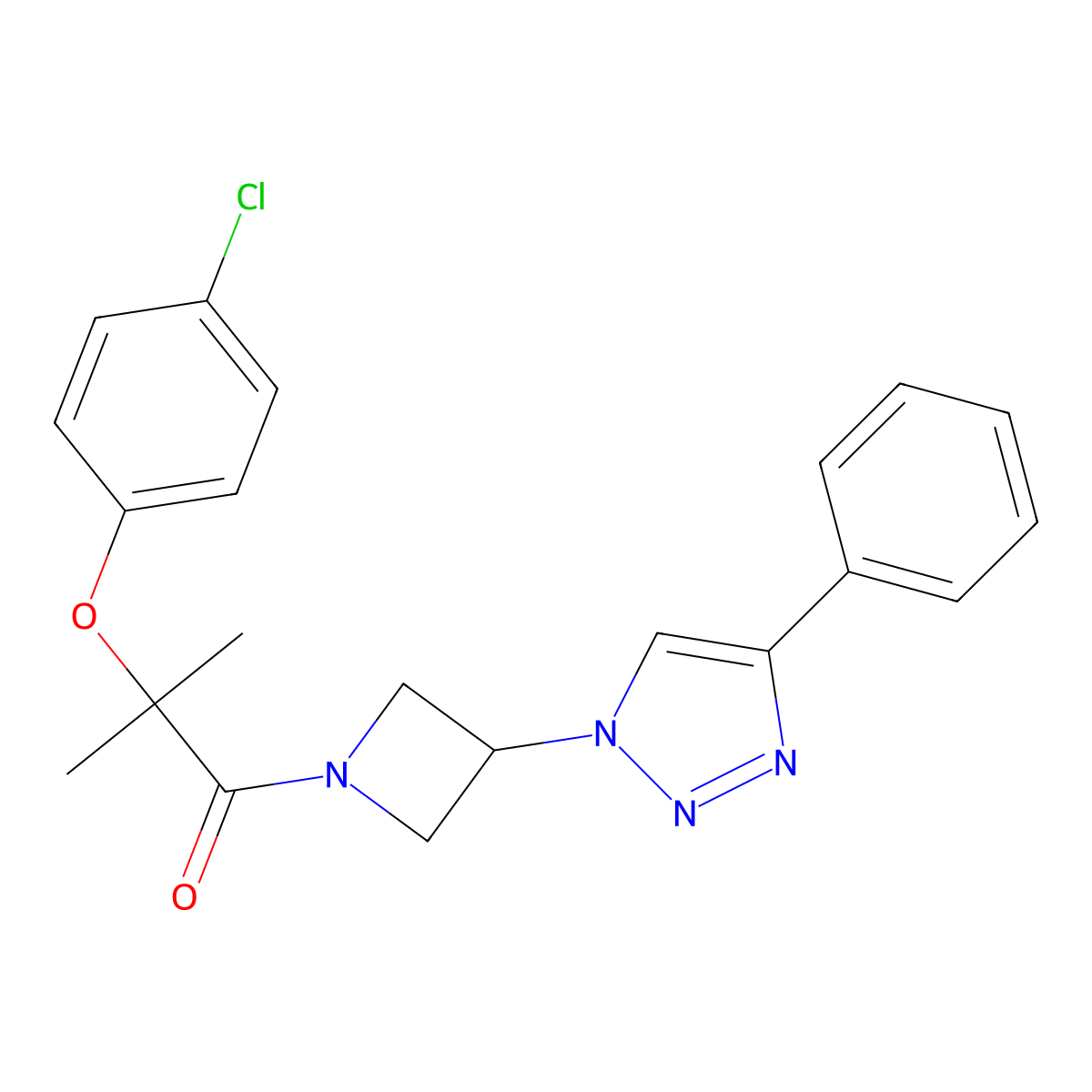 2-(4-chlorophenoxy)-2-methyl-1-(3-(4-phenyl-1H-1,2,3-triazol-1-yl)azetidin-1-yl)propan-1-one molecular structure, CAS 2034523-72-1